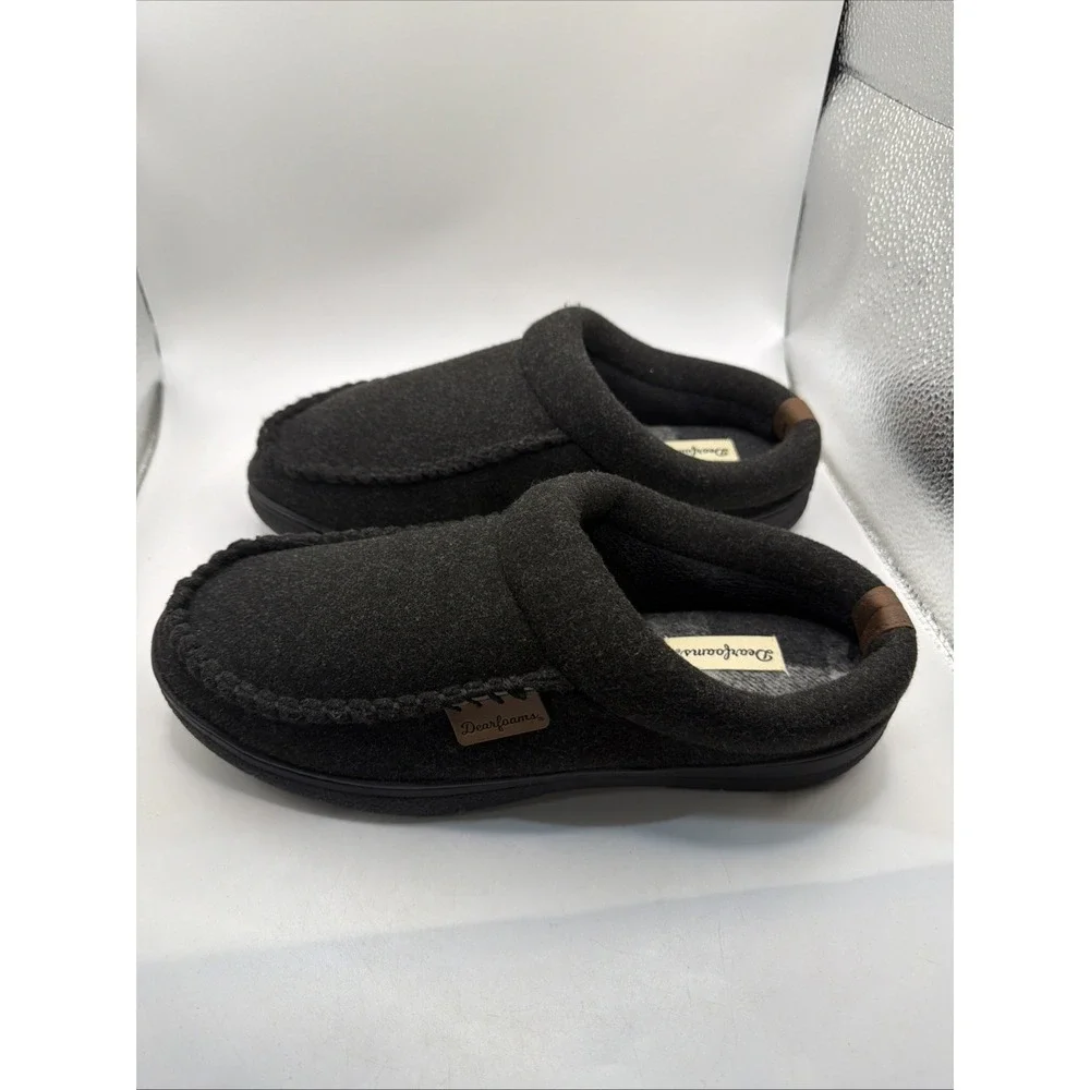Dearfoams Mens Memory Foam Slippers Size 9-10 Medium Black indoor/outdoor New